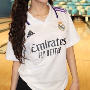 Adidas White and Purple Vintage Real Madrid Jersey
